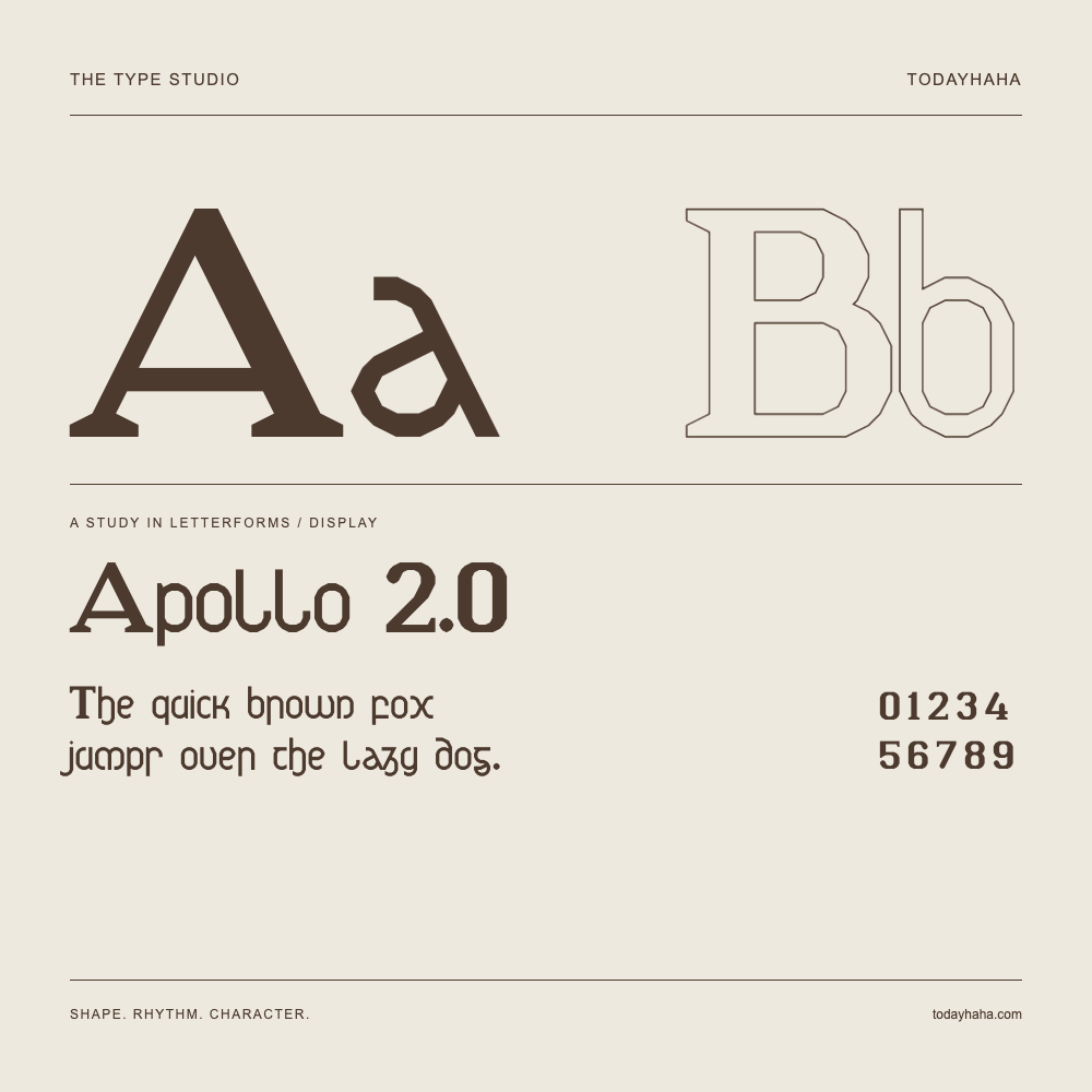 Apollo 2.0 — Studio delle lettere con frase e numeri