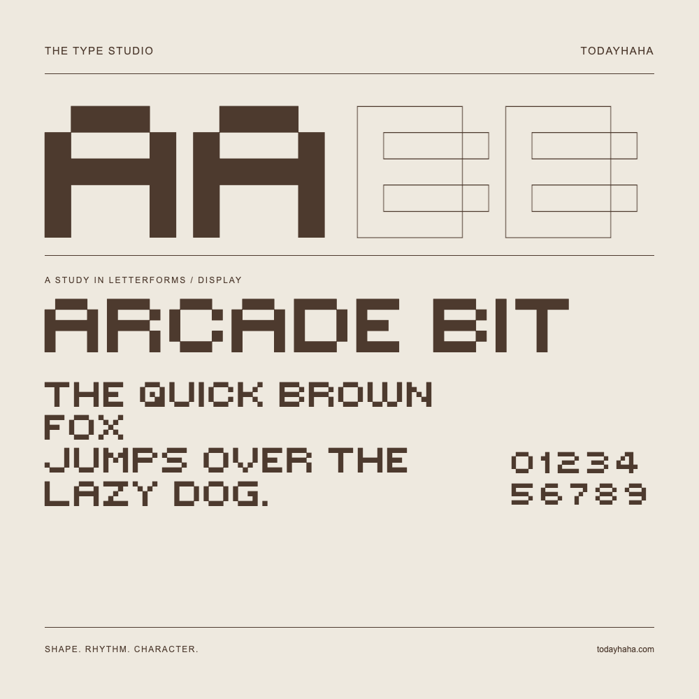 Arcade Bit — Estudio de letras con una frase y números