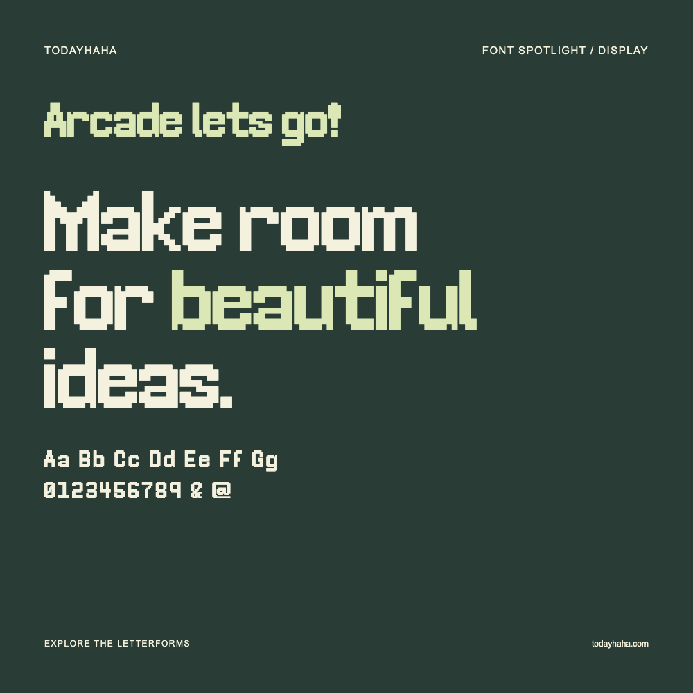 Arcade lets go! — Póster tipográfico con texto de muestra