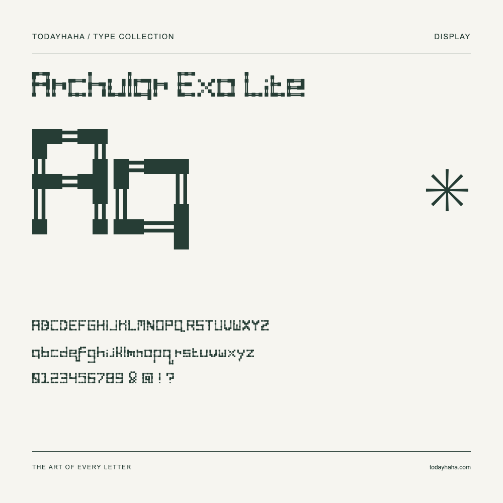 Archular Exo Lite — Font specimen with uppercase and lowercase letters and numbers