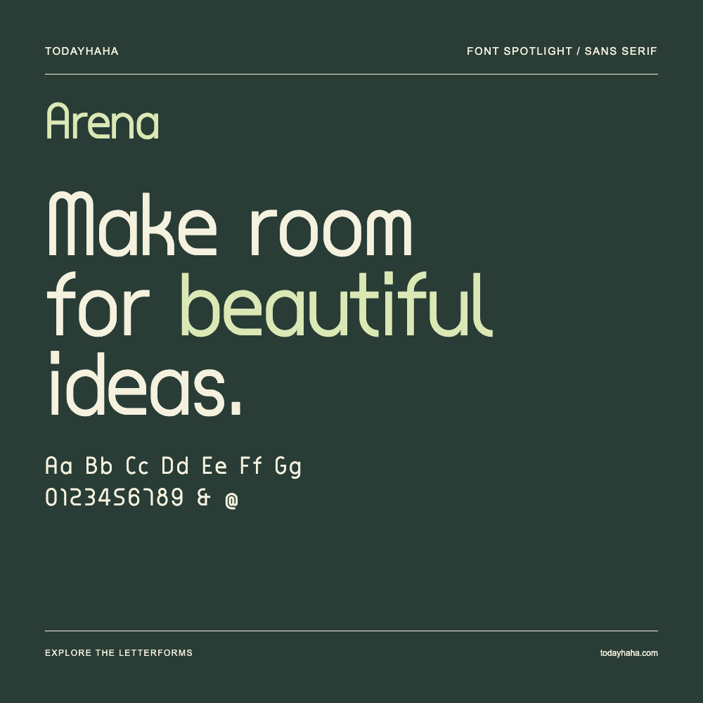 Arena — Poster tipografico con testo di esempio