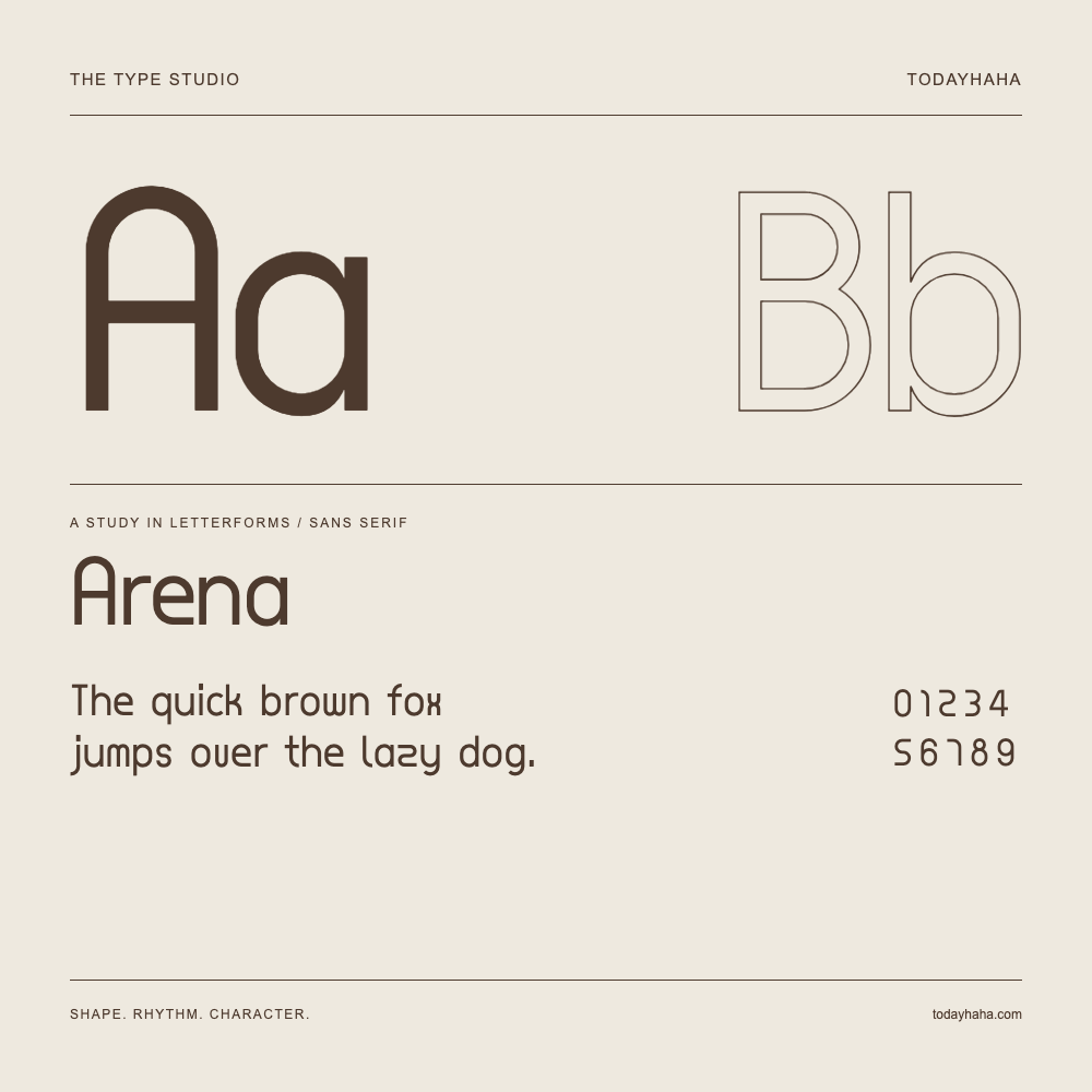 Arena — Studio delle lettere con frase e numeri