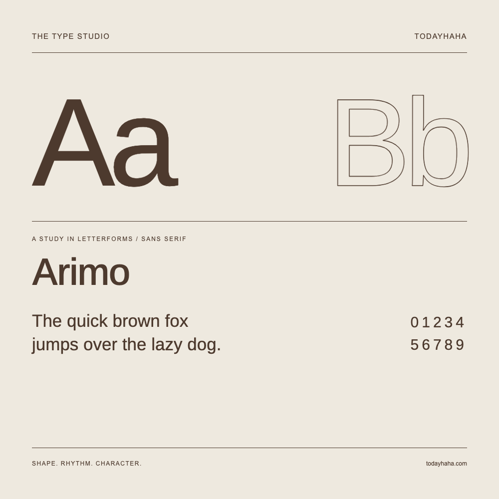 Arimo — 字形展示:示例句子与数字