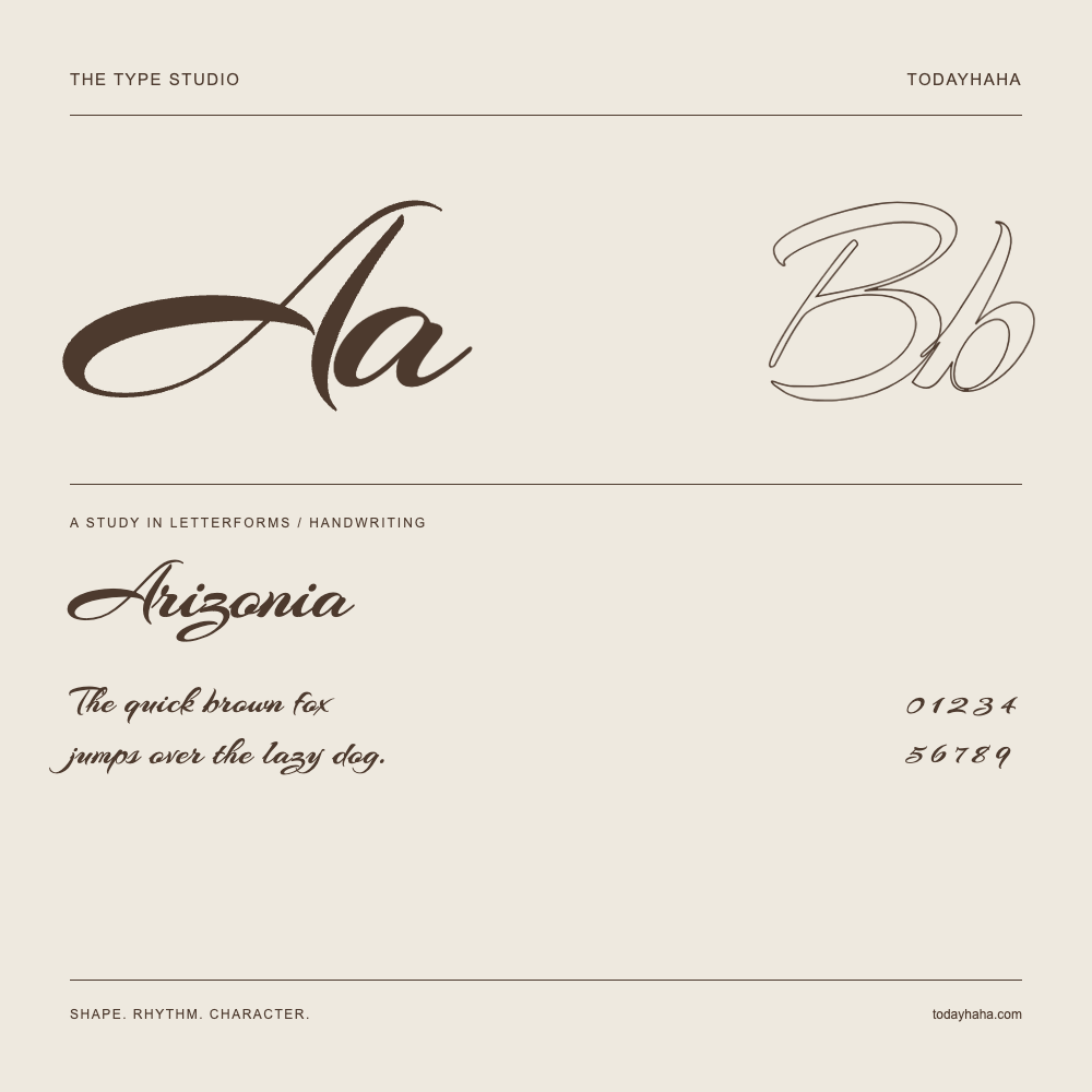 Arizonia — 字形展示：示例句子与数字