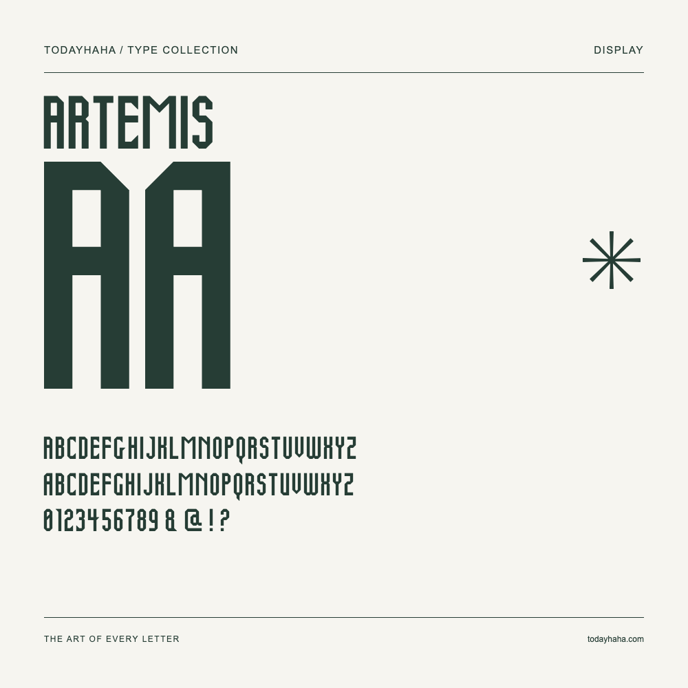 Artemis — Muestra de mayúsculas, minúsculas y números