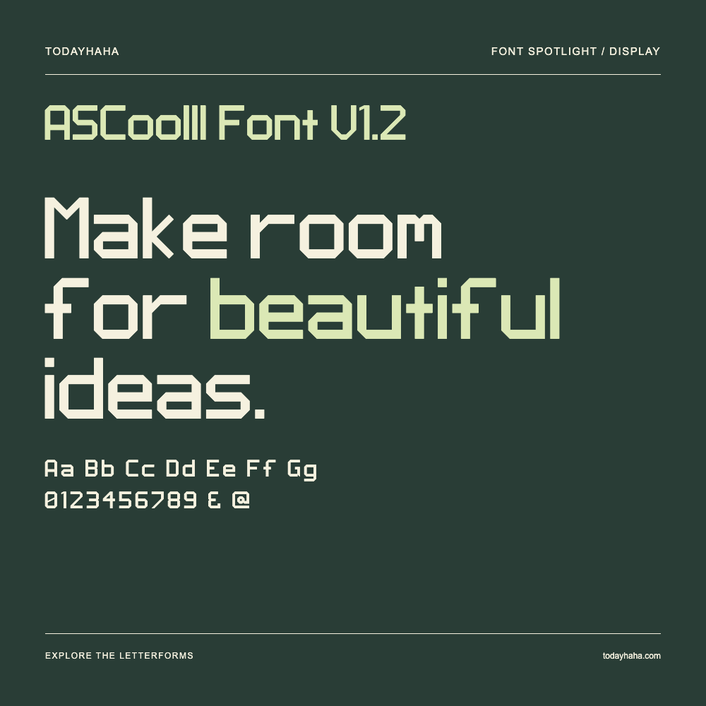 ASCoolII Font V1.2 — Affiche typographique avec exemple de texte