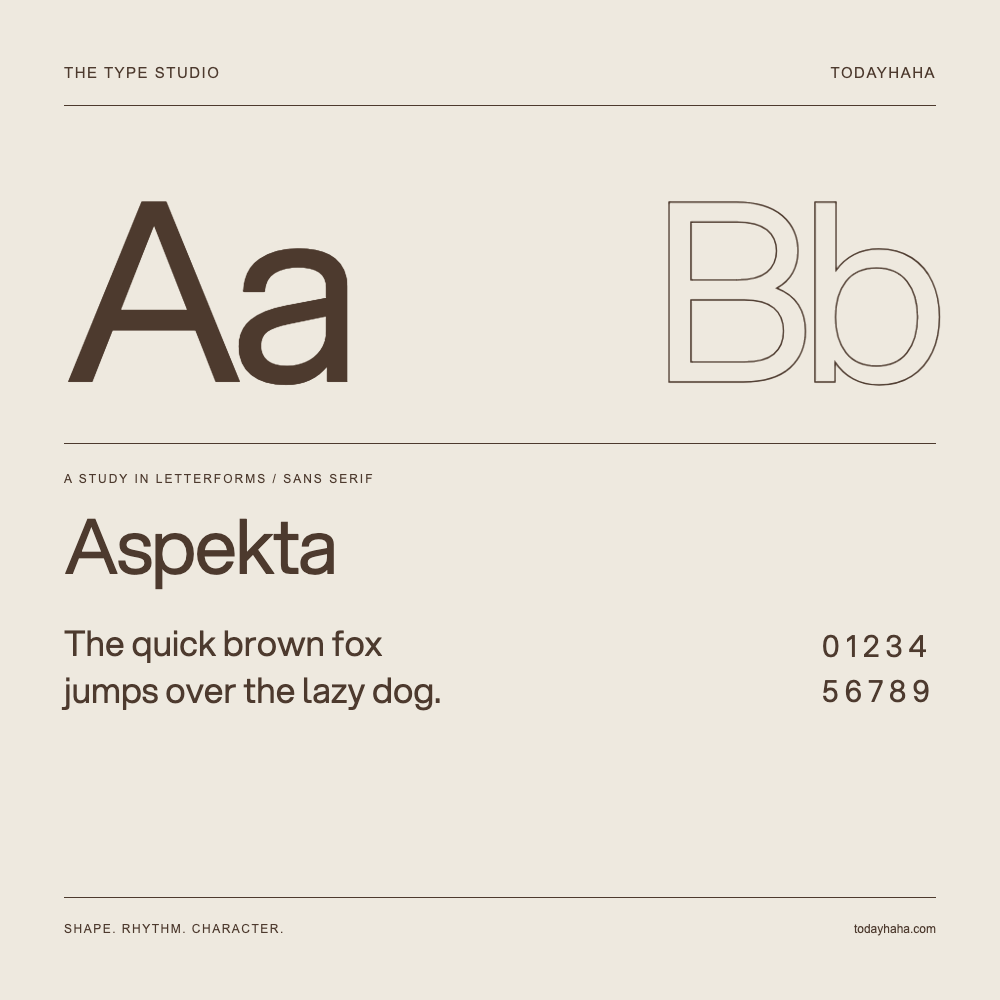 Aspekta — Studio delle lettere con frase e numeri