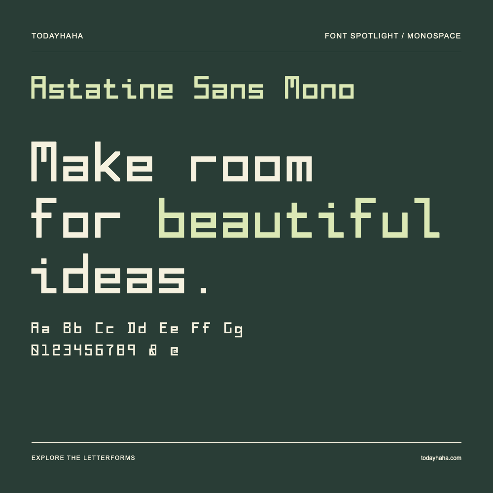 Astatine Sans Mono — Typografieposter mit Beispieltext