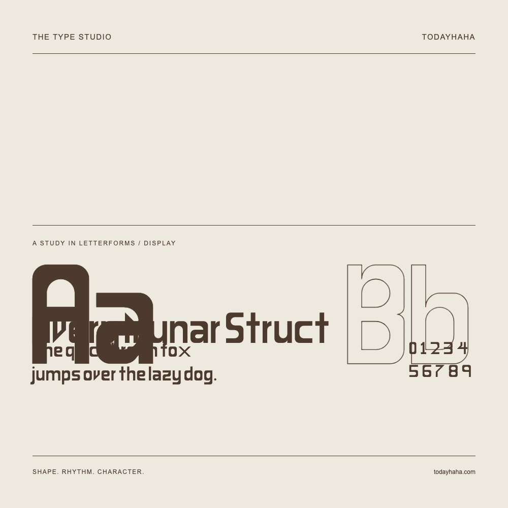 Avery Munar Struct — Buchstabenstudie mit Beispielsatz und Ziffern
