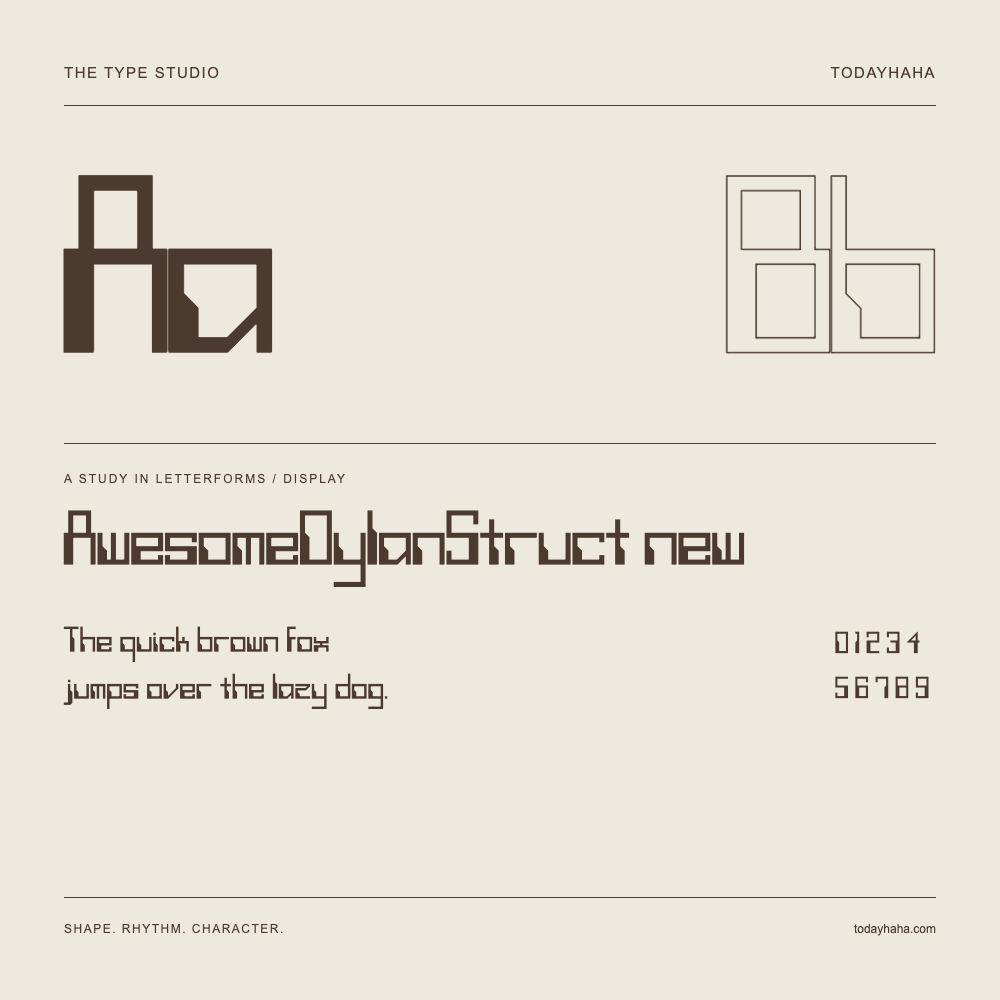 AwesomeDylanStruct new — 字形展示：示例句子与数字