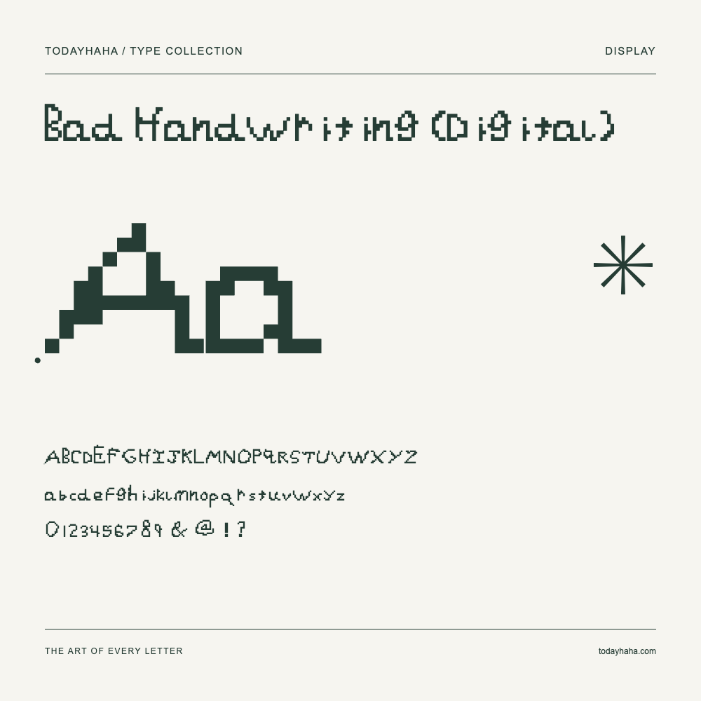 Bad Handwriting (Digital) — Schriftmuster mit Großbuchstaben, Kleinbuchstaben und Ziffern