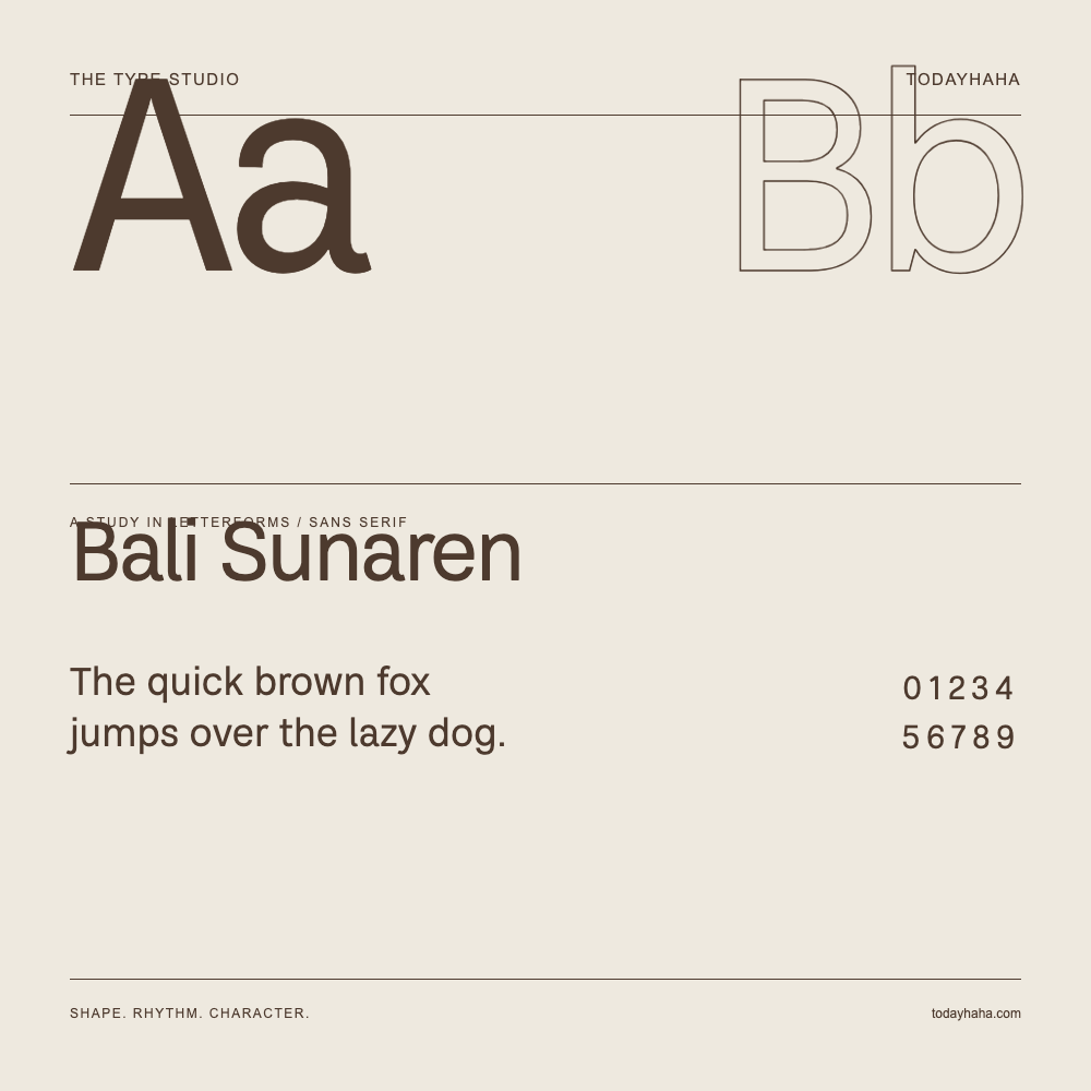 Bali Sunaren — Étude des lettres avec une phrase et des chiffres