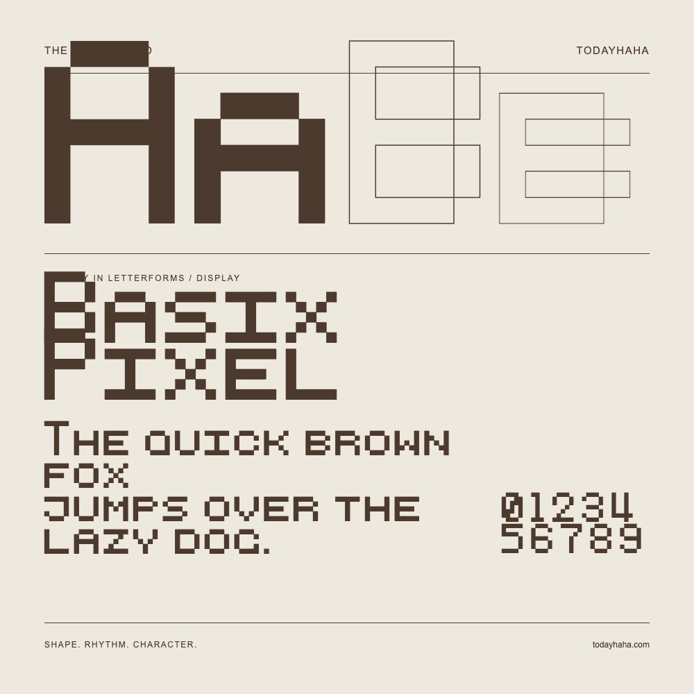 Basix Pixel — Estudio de letras con una frase y números