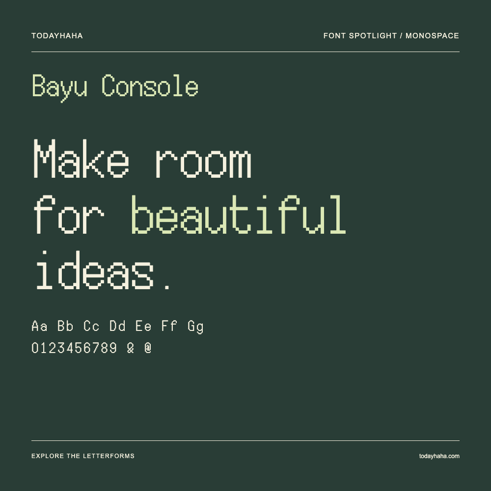 Bayu Console — Affiche typographique avec exemple de texte