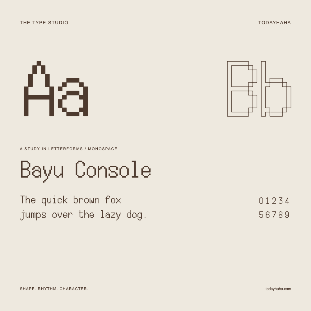 Bayu Console — Étude des lettres avec une phrase et des chiffres