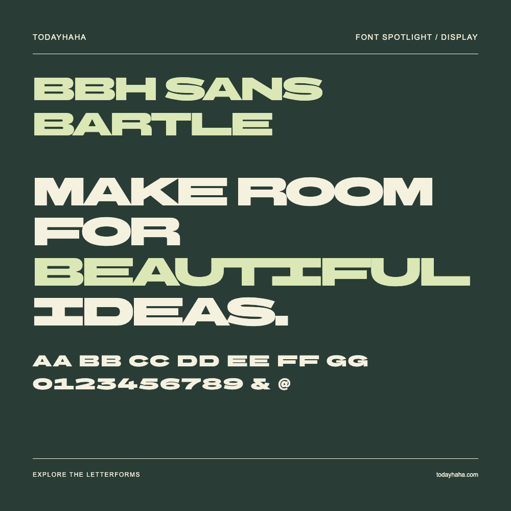 BBH Sans Bartle — Typografieposter mit Beispieltext