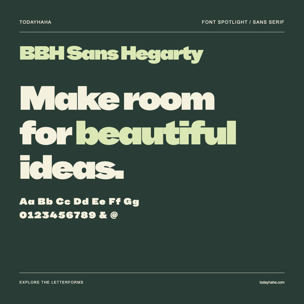 BBH Sans Hegarty — Typografieposter mit Beispieltext