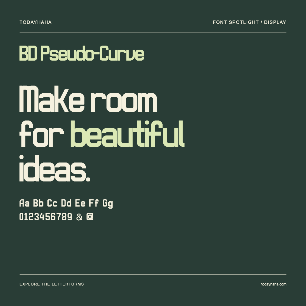 BD Pseudo-Curve — Typografieposter mit Beispieltext