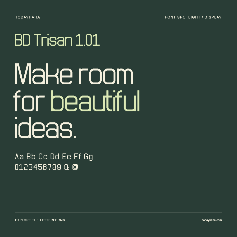 BD Trisan 1.01 — Affiche typographique avec exemple de texte