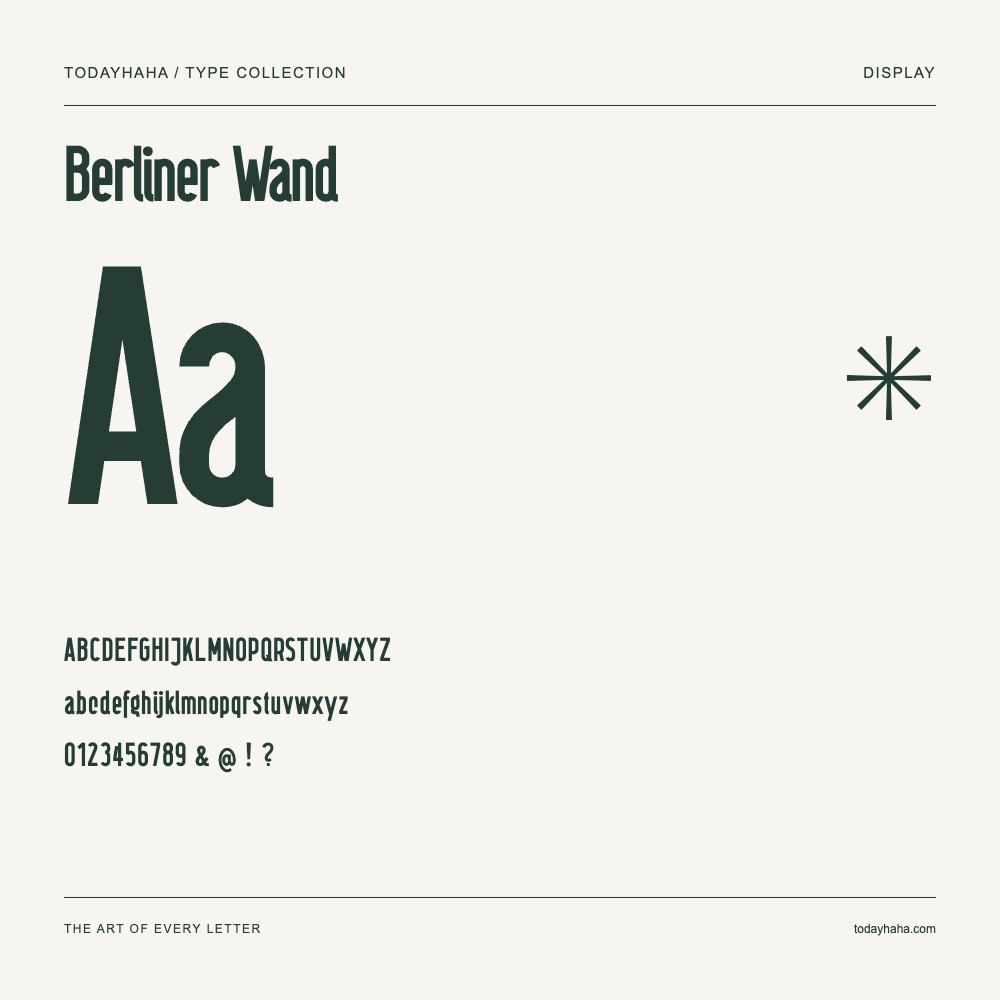 Berliner Wand — Muestra de mayúsculas, minúsculas y números