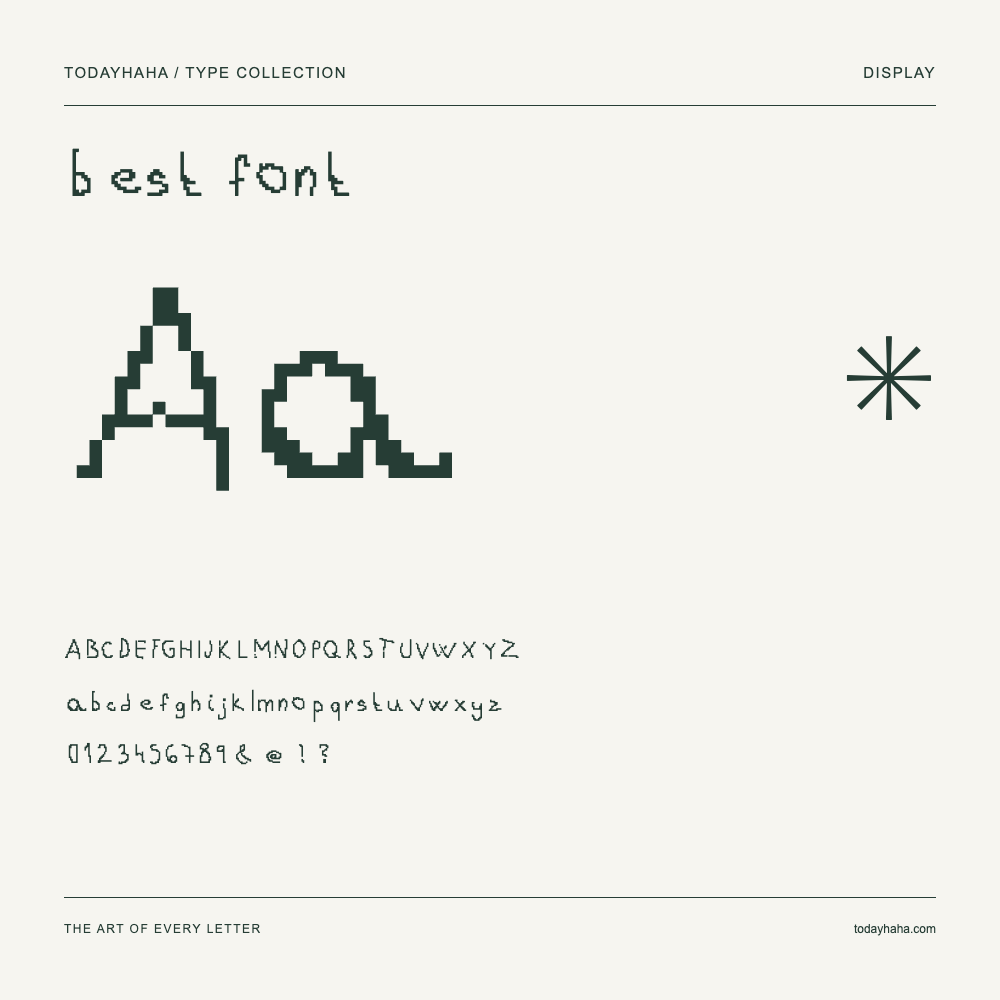 best font — Campione con lettere maiuscole, minuscole e numeri