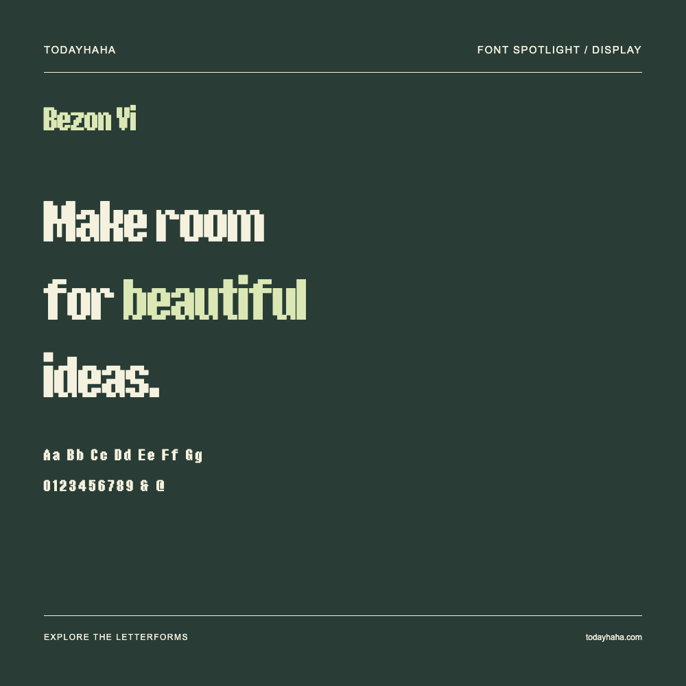 Bezon Vi — Poster tipografico con testo di esempio