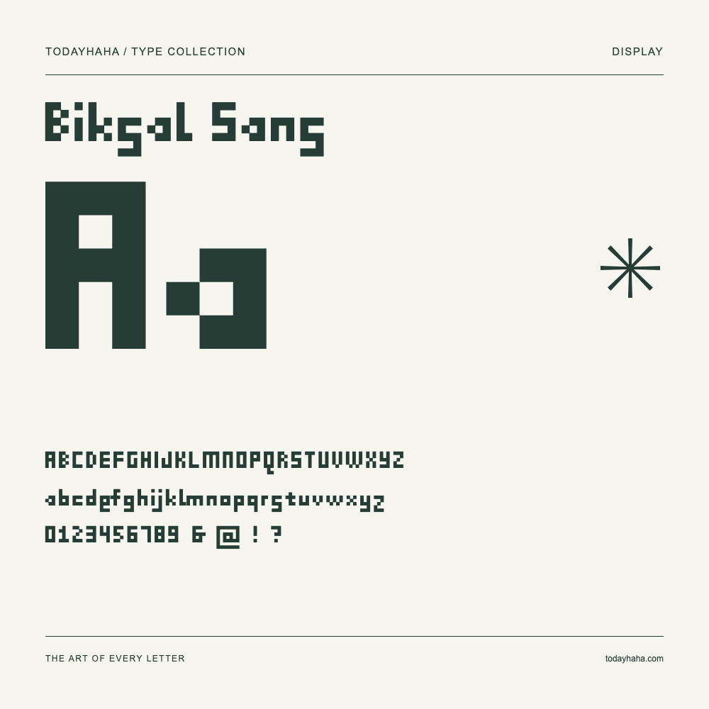 Biksal Sans — Schriftmuster mit Großbuchstaben, Kleinbuchstaben und Ziffern