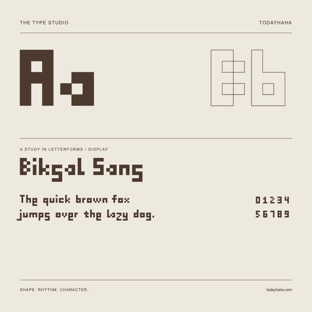 Biksal Sans — Buchstabenstudie mit Beispielsatz und Ziffern