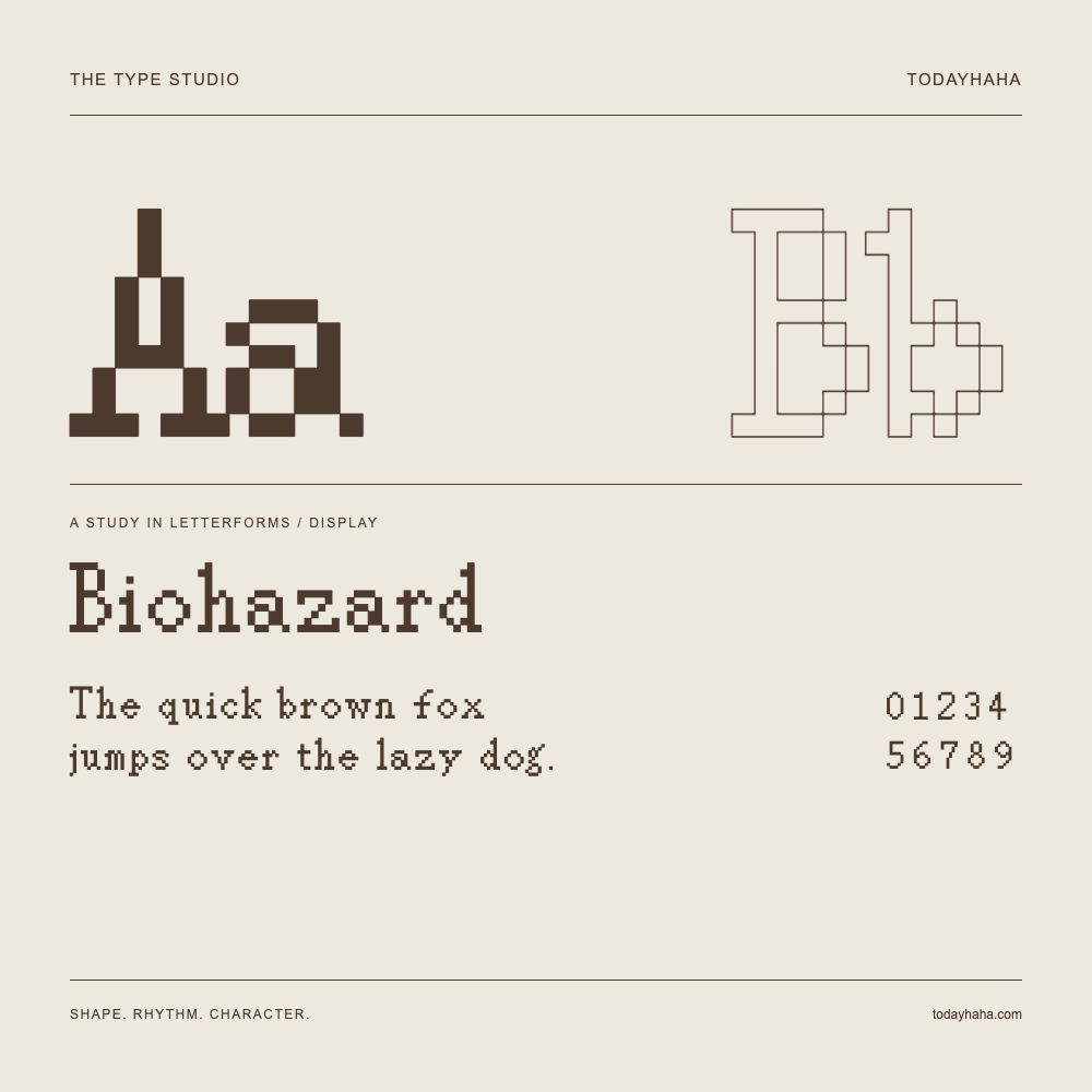Biohazard — Étude des lettres avec une phrase et des chiffres