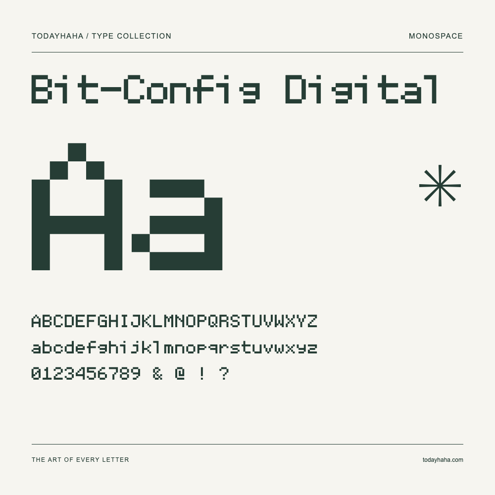 Bit-Config Digital — Muestra de mayúsculas, minúsculas y números