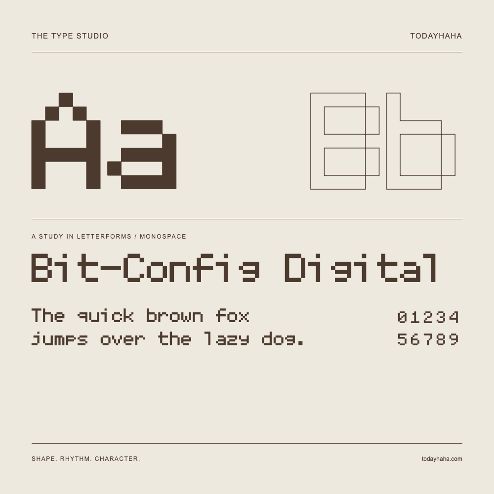 Bit-Config Digital — Estudio de letras con una frase y números