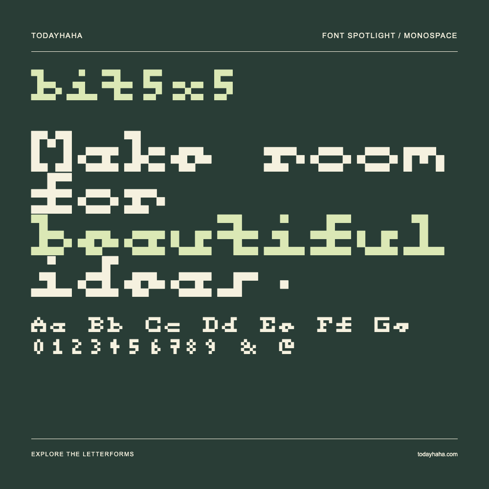 bit5x5 — Typografieposter mit Beispieltext