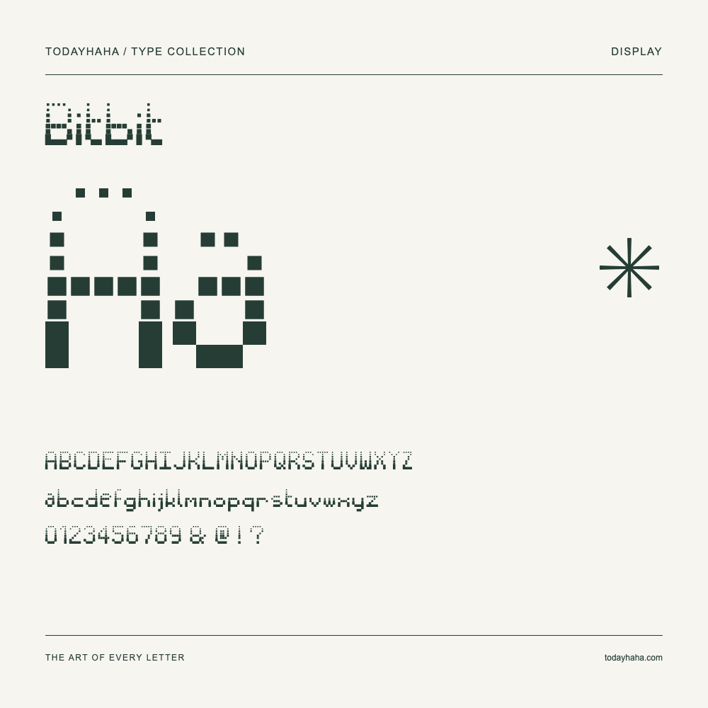 Bitbit — Schriftmuster mit Großbuchstaben, Kleinbuchstaben und Ziffern