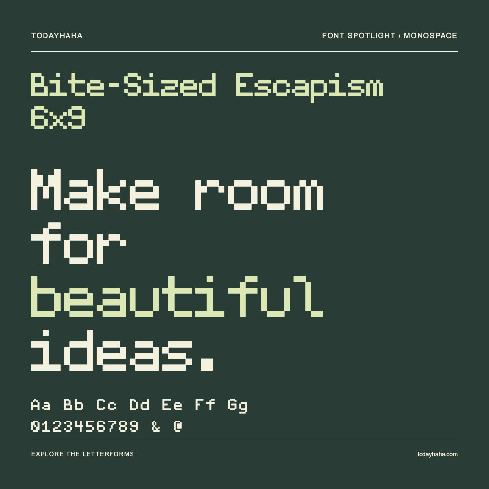 Bite-Sized Escapism 6x9 — 字体排版海报：示例文字