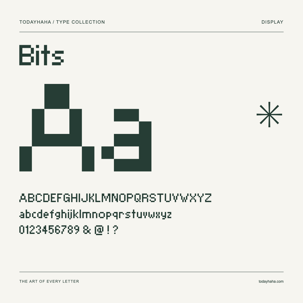 Bits — Schriftmuster mit Großbuchstaben, Kleinbuchstaben und Ziffern