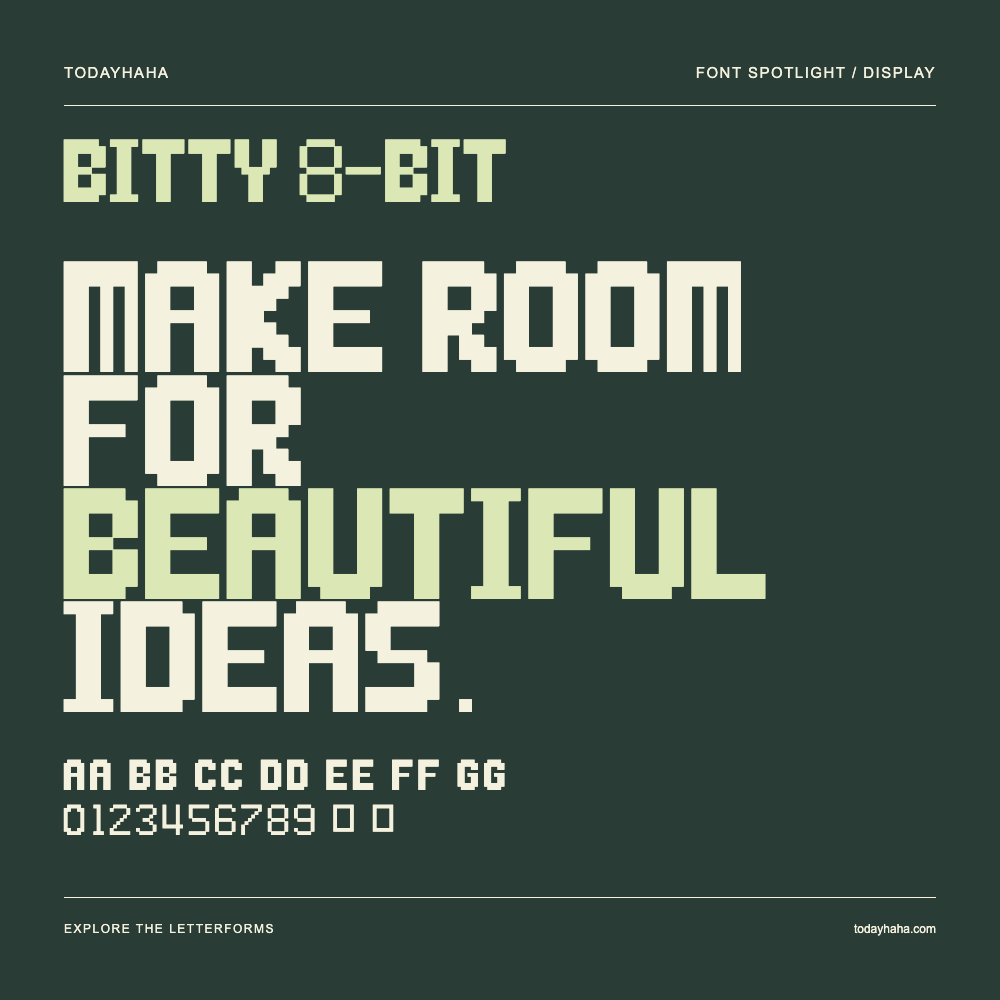 bitty 8-bit — Poster tipografico con testo di esempio
