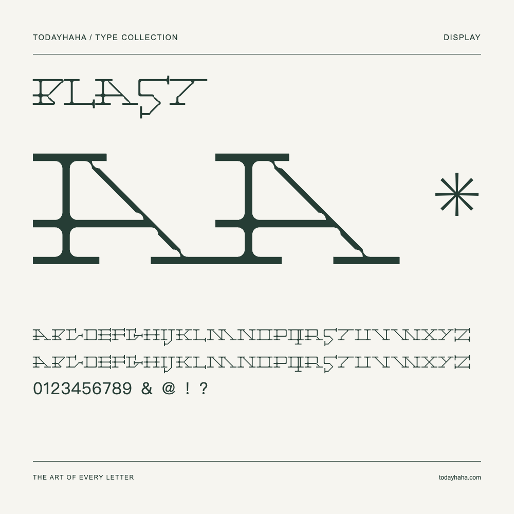 Blast — Schriftmuster mit Großbuchstaben, Kleinbuchstaben und Ziffern