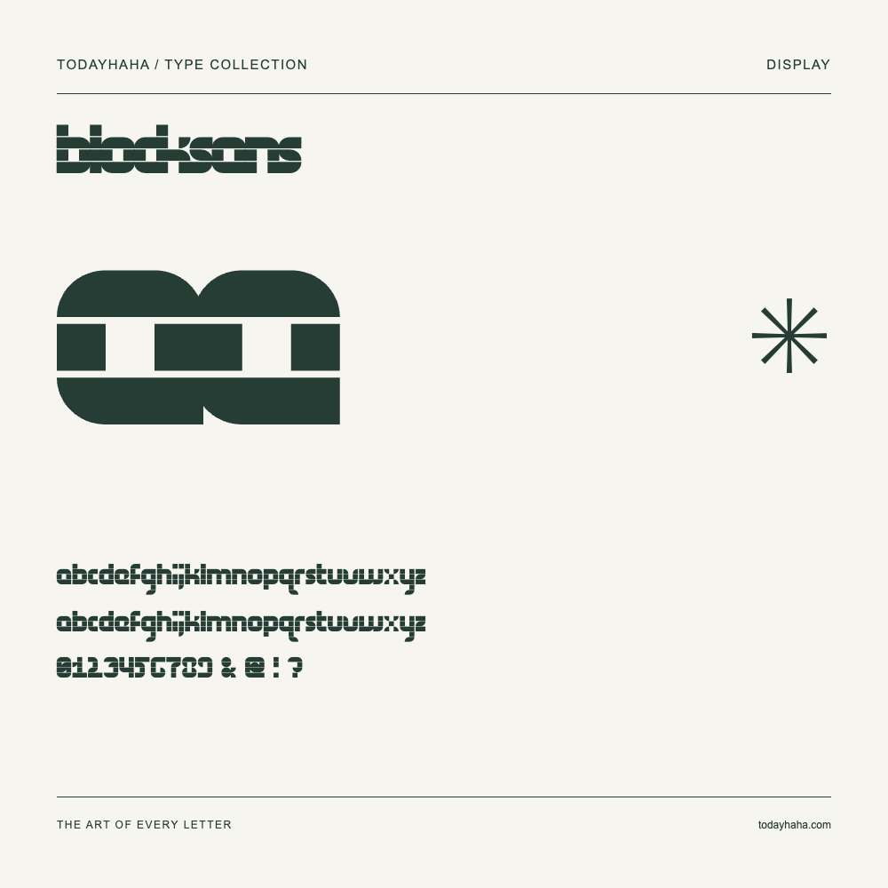 blockSans — Schriftmuster mit Großbuchstaben, Kleinbuchstaben und Ziffern