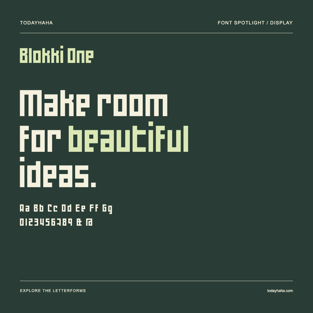 Blokki One — Typografieposter mit Beispieltext