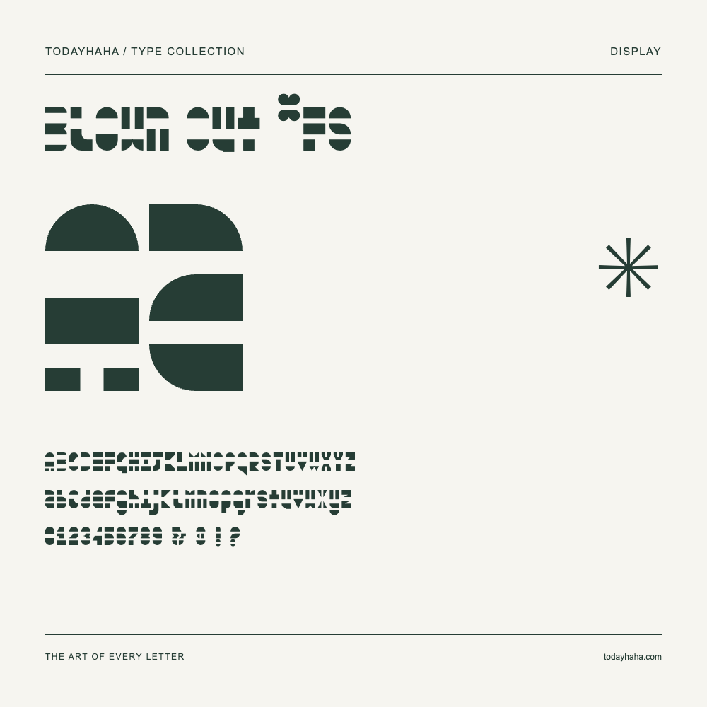 Blown Out *FS — Schriftmuster mit Großbuchstaben, Kleinbuchstaben und Ziffern