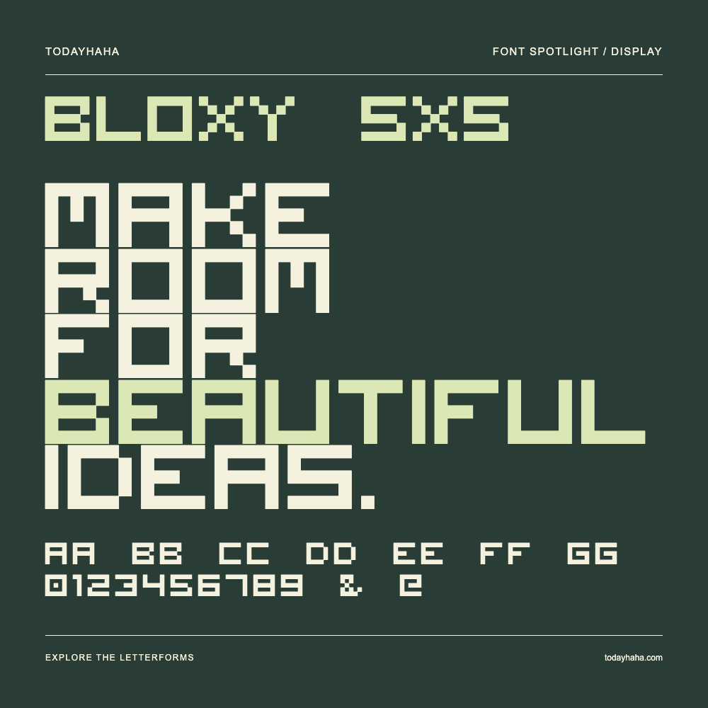 Bloxy 5x5 — Poster tipografico con testo di esempio