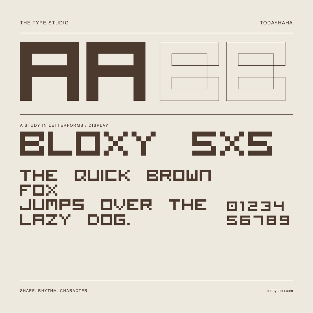 Bloxy 5x5 — Studio delle lettere con frase e numeri