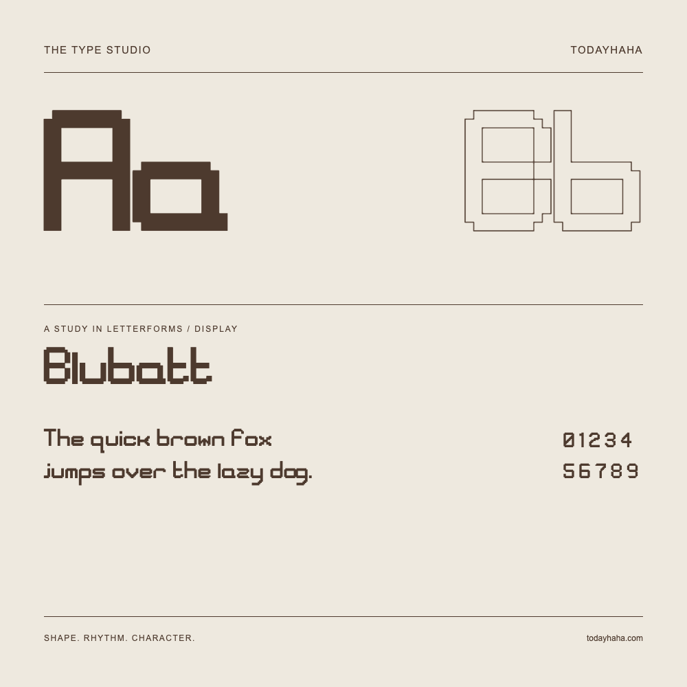 Blubatt — Studio delle lettere con frase e numeri