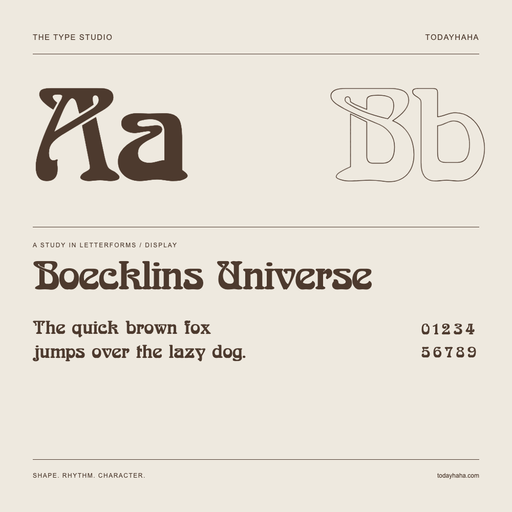 Boecklins Universe — Estudio de letras con una frase y números