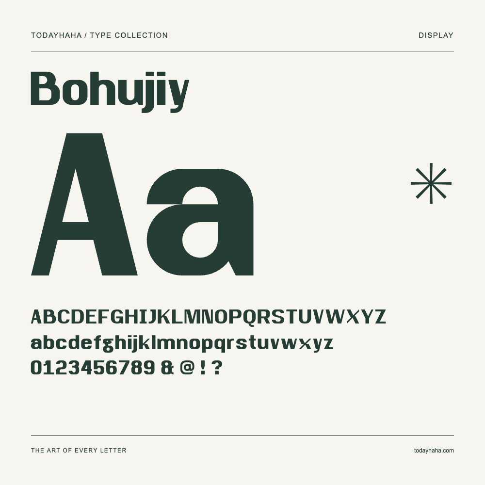 Bohujiy — Muestra de mayúsculas, minúsculas y números