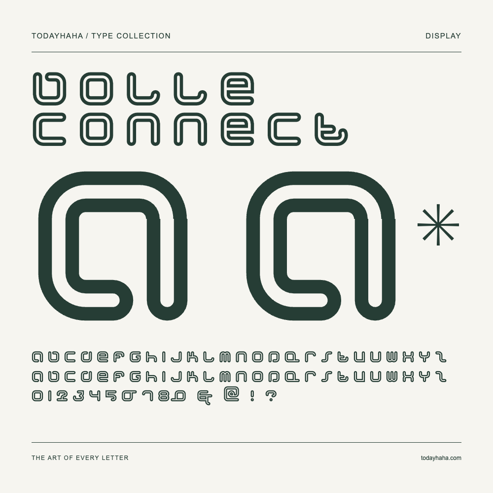 Bolle Connect — Schriftmuster mit Großbuchstaben, Kleinbuchstaben und Ziffern