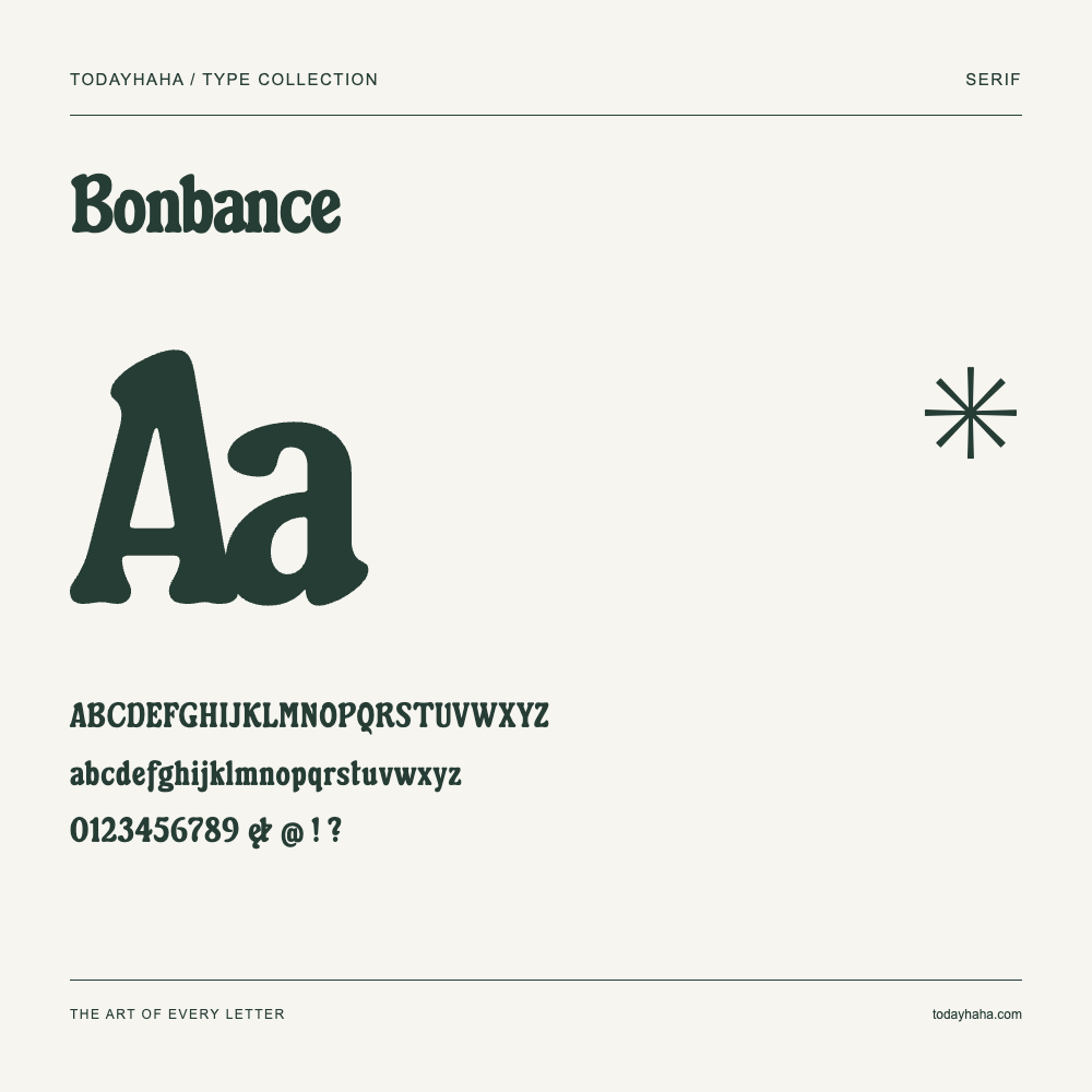 Bonbance — Muestra de mayúsculas, minúsculas y números