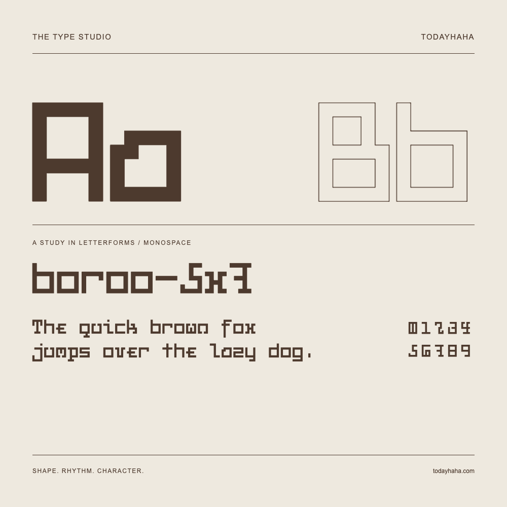boroo-5x7 — Estudio de letras con una frase y números