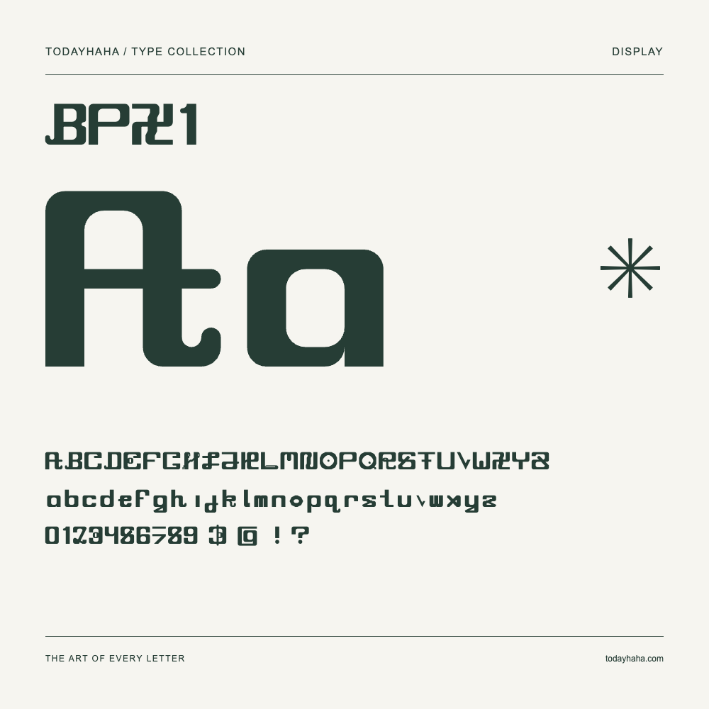 BPX1 — Spécimen avec majuscules, minuscules et chiffres