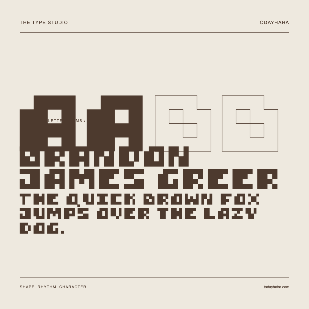 Brandon James Greer — Letterform study with sample sentence and numbers